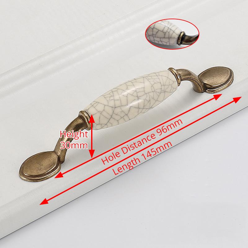 KAK Antique Bronze Ceramic Cabinet Handles Zinc Alloy Drawer Knobs Kitchen Wardrobe Door Pull European Furniture Handle Hardware