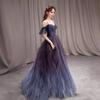 One-word collar hanging dress 1011 new dress with stars and moon engagement dress toast dress long banquet evening dress