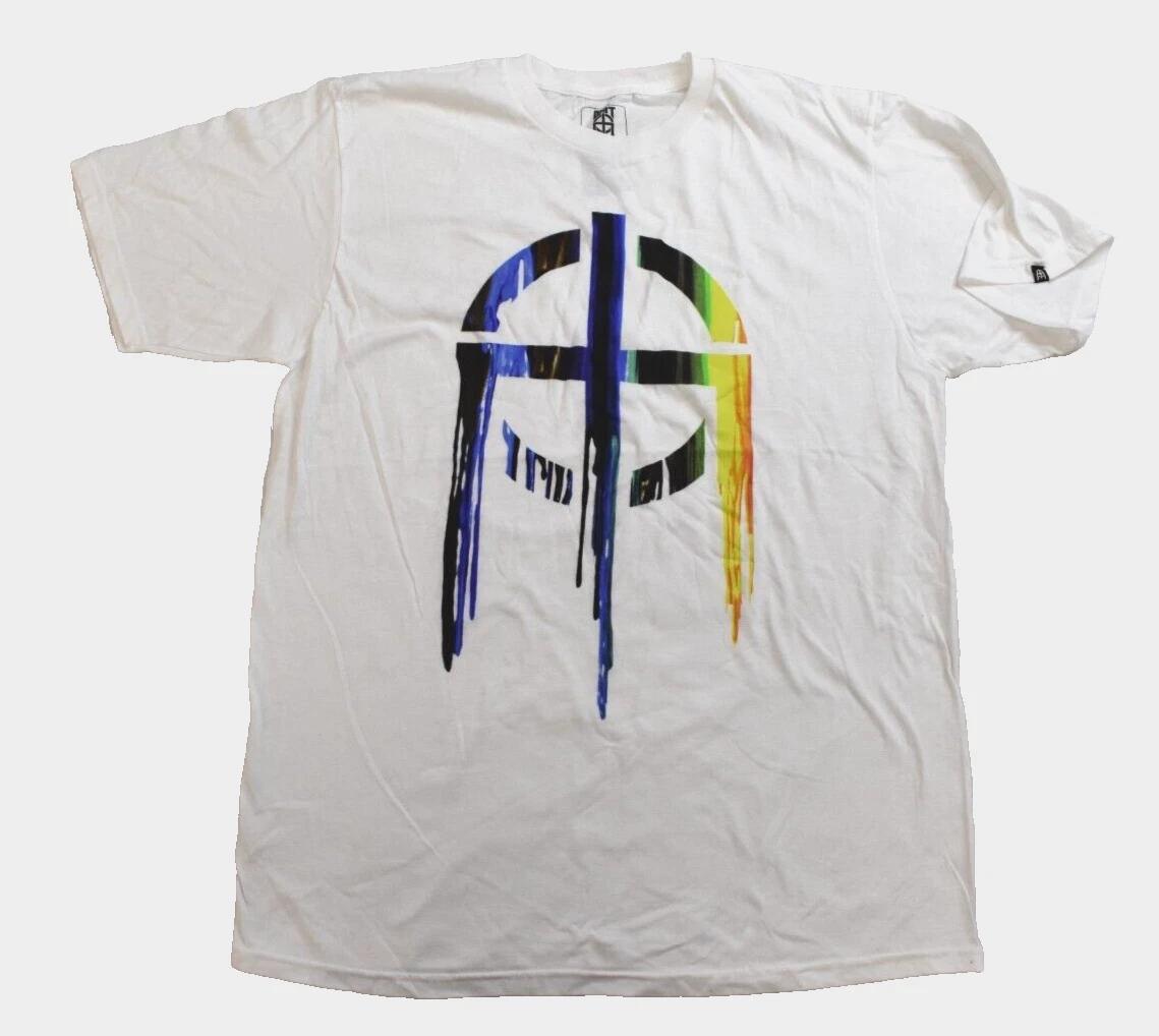 Omit Apparel Mens Streetwear Brand Melting Rainbow Icon White Shirt New Large 2XL
