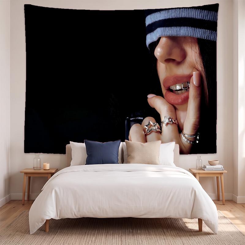Billie Eilish (5) Künstlerisches Wandbehang-Gobelin für Haus Schlafzimmer Wohnzimmer Dekor Tolle Geschenkidee