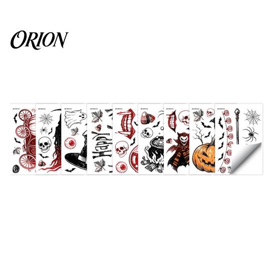 Removable Holiday Window Art 9PCS Halloween Static Stickers, Gothic Silhouette Decals, Reusable Waterproof PVC Wall Murals Horror for Glass