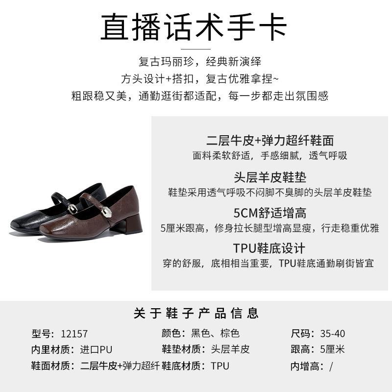 First Layer Sheepskin Insole Mary Jane Shoes Women's Autumn New Thick Heel Single Shoes Leather Women's Shoes