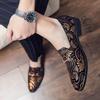 Luxury Fashion Printed Embroidery Suede Flats Shoes British Style Oxfords Man Party Wedding Dress Formal Prom Loafers Footwear