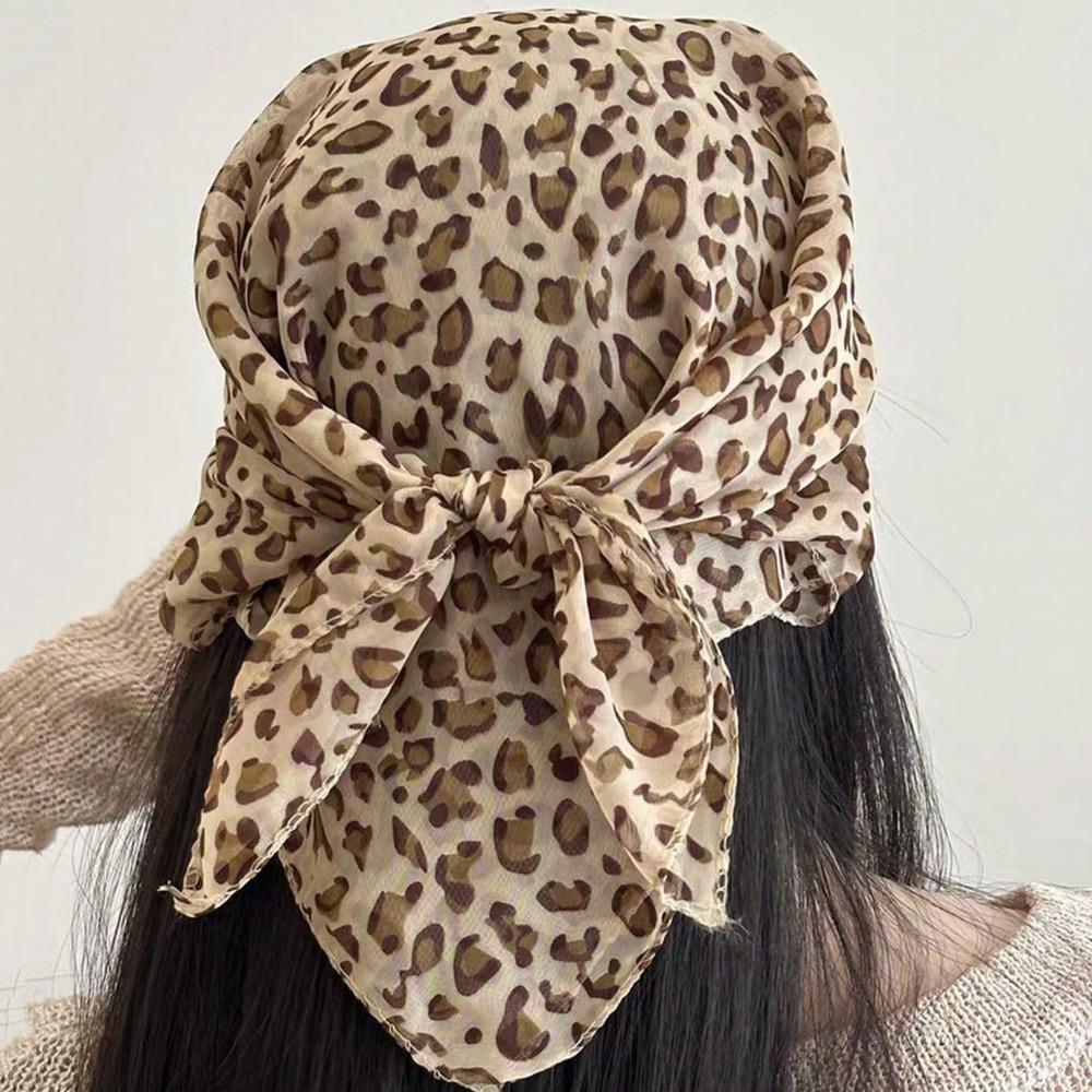 Headband Printed Headscarf Y2k Small Square Scarf Elegant Leopard Print Turban Women