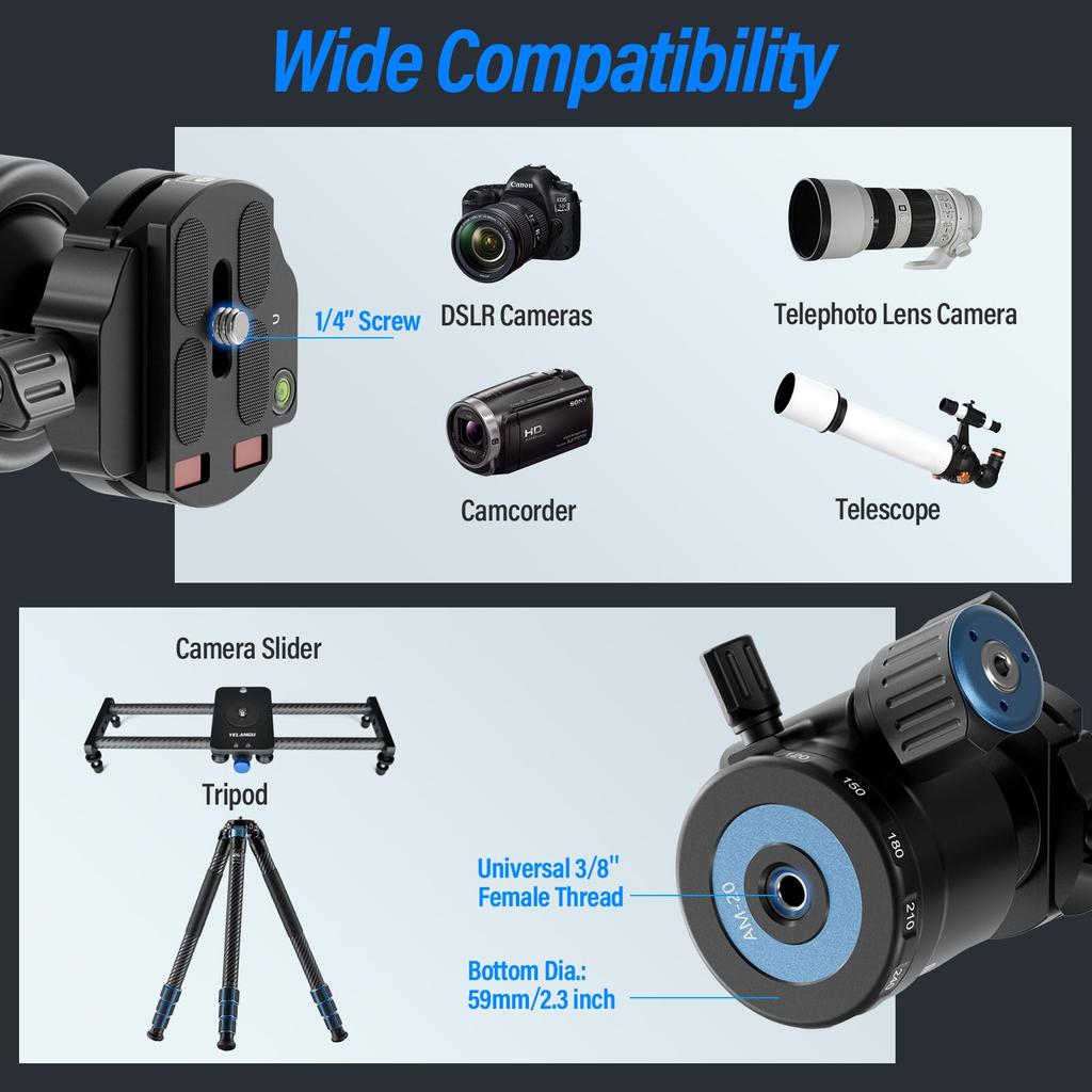 SIRUI Professional 40mm Ball Head with Panoramic CNC Aluminum Alloy Compatible with DSLRs and with Quick Release Maximum Load Capacity of 40kg AM-40