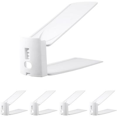 5 PACK Shoe Slots Organizer, Adjustable Double Layer Stack Shoe Holder Space Saver 50%, 3 Levels Adjustable,White Shoe Stacker for Closet Organization
