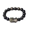 Natural Crystal Obsidian Pixiu Bracelet Black Obsidian Buddha Beads Men's and Women's Hand Jewelry Prayer Beads