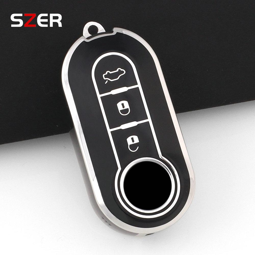 Fashion Tpu Car Key Case Cover Shell For Fiat 500 Ducato Panda 500L Punto Lancia Musa For Citroen Car Keyring Luxury Keychain