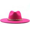 .Cm European and American autumn and winter women's woolen hat, British style chain jazz hat, crimped hat