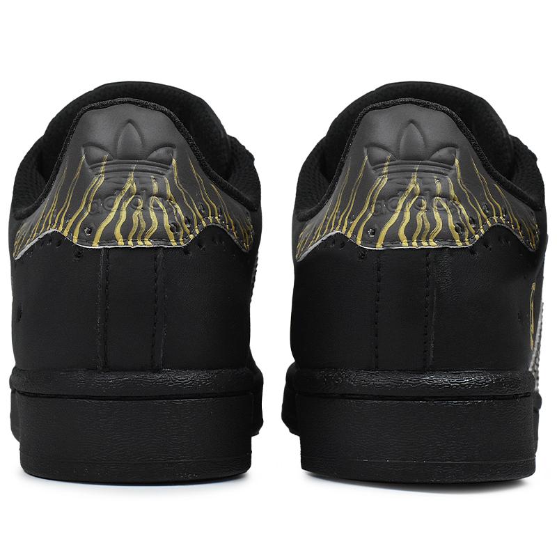 adidas Originals SUPERSTAR Abrasion Resistant Low Top Skateboard Shoes Unisex Black Gold EG4959(Team96-)