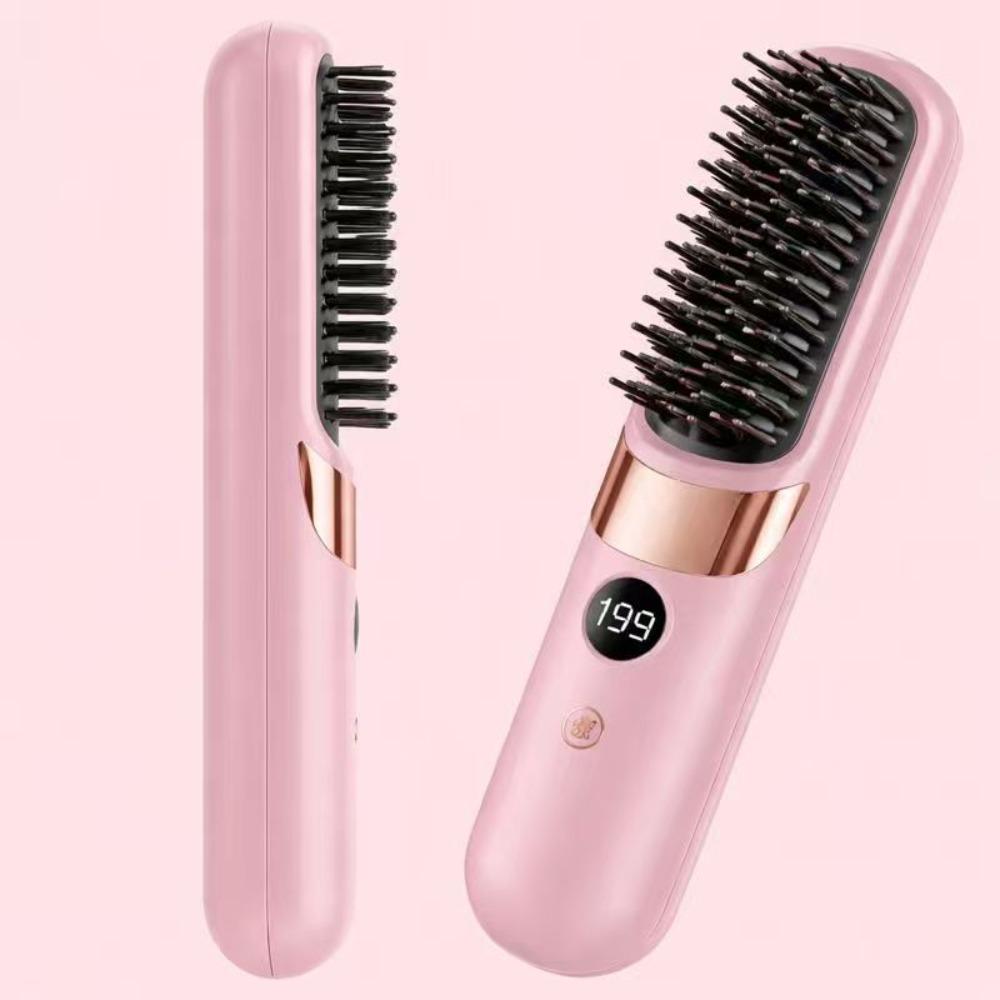 Plastic Material Hair Straightening Comb 4-Speed Temperature Adjustment Multifunctional Design Straightening And Curling Tool