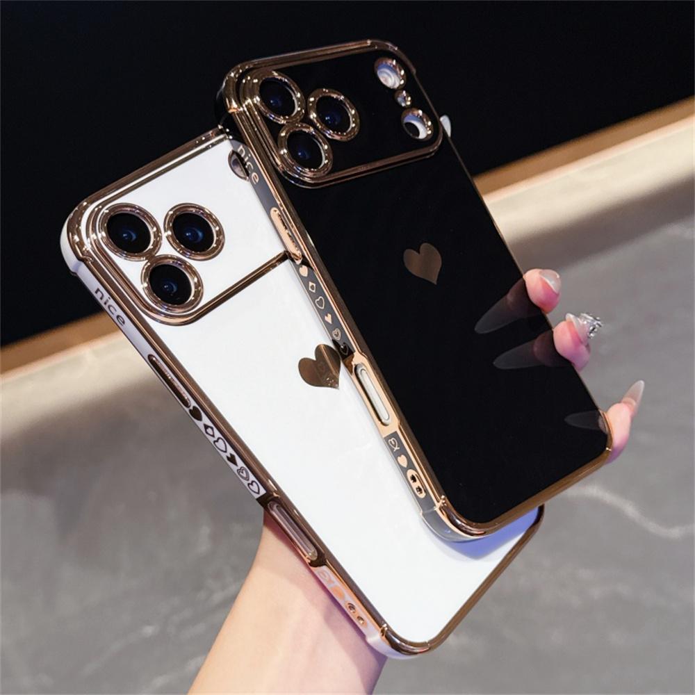 Für iPhone 17 Pro Hülle TPU Handy Rückseite Galvanisiertes Herzmuster