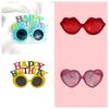 Red Lips Heart & Cake Party Stage Glasses - Goofy Birthday Performance Accessory