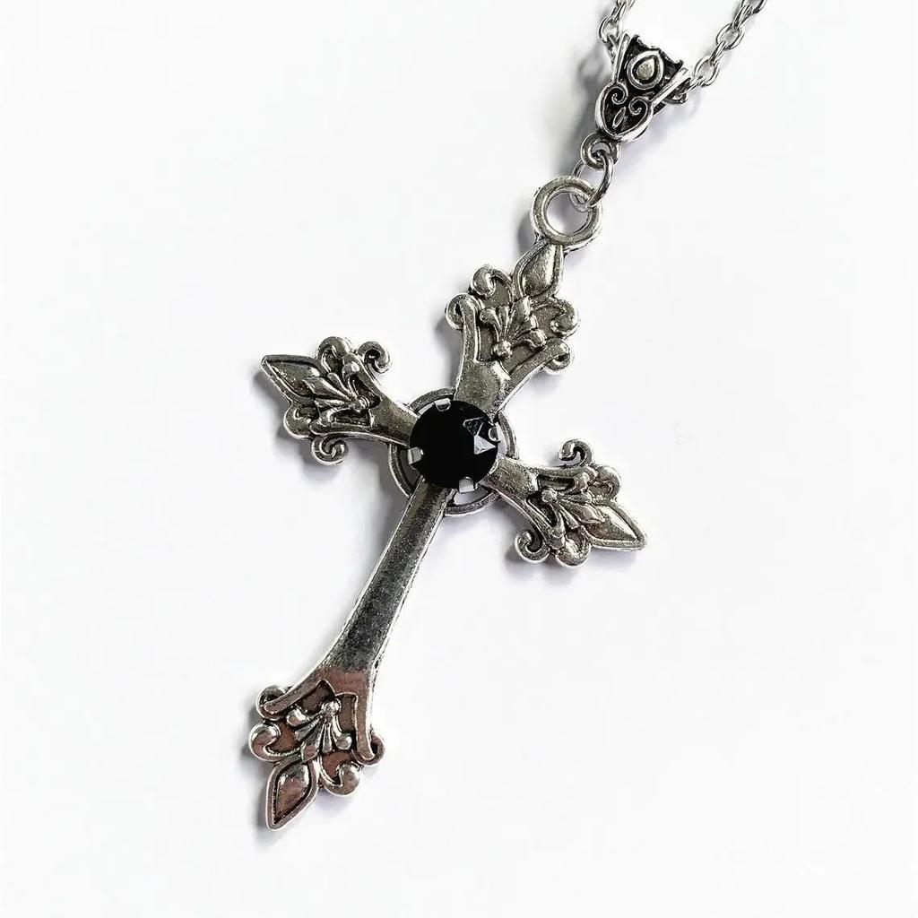 Punk Kristall Kreuz Anhänger Halskette Damen Gothic Schlüsselbein Halskette Halskette Ästhetischer Schmuck Bijoux Party Geschenke