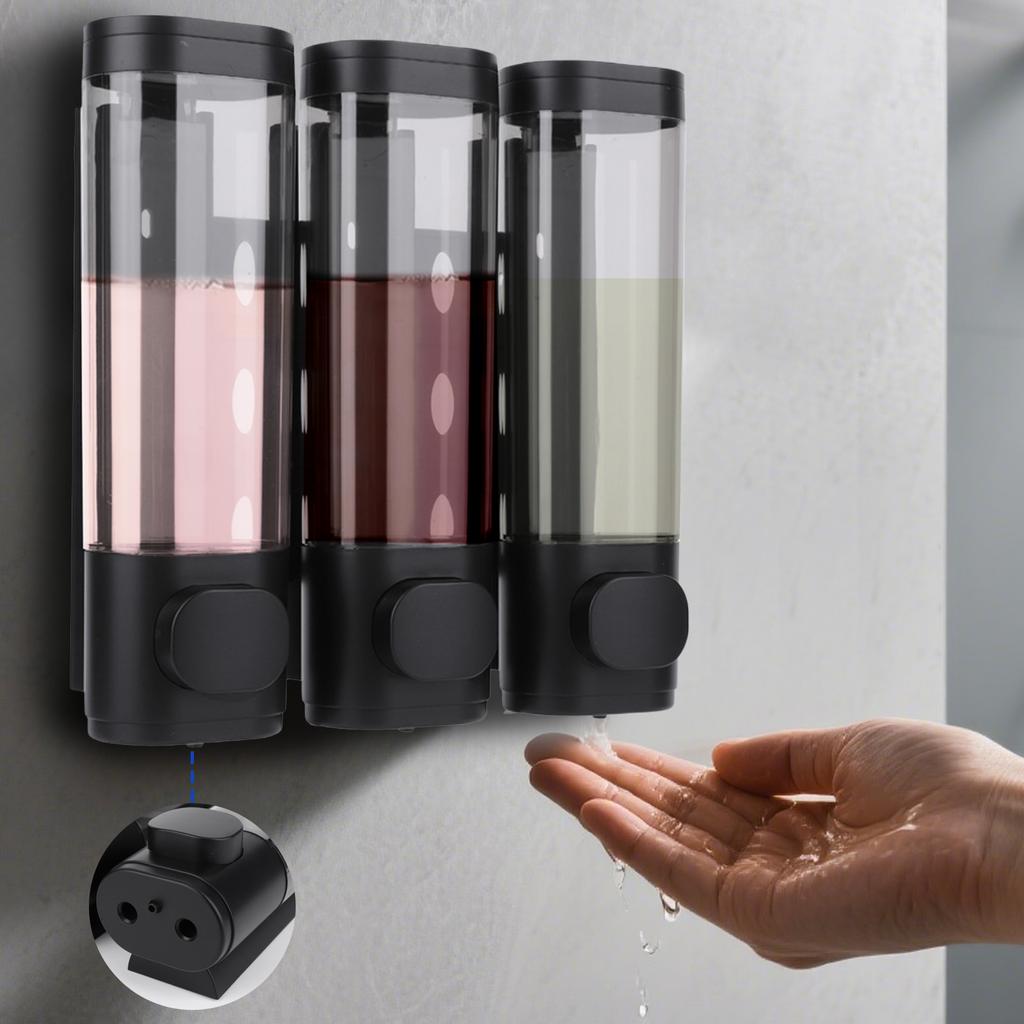 3-in-1 Shampoo and Conditioner Dispenser Wall-Mounted Shower Soap Dispenser Conditioner & Body Wash Dispenser for Bathroom Hotel