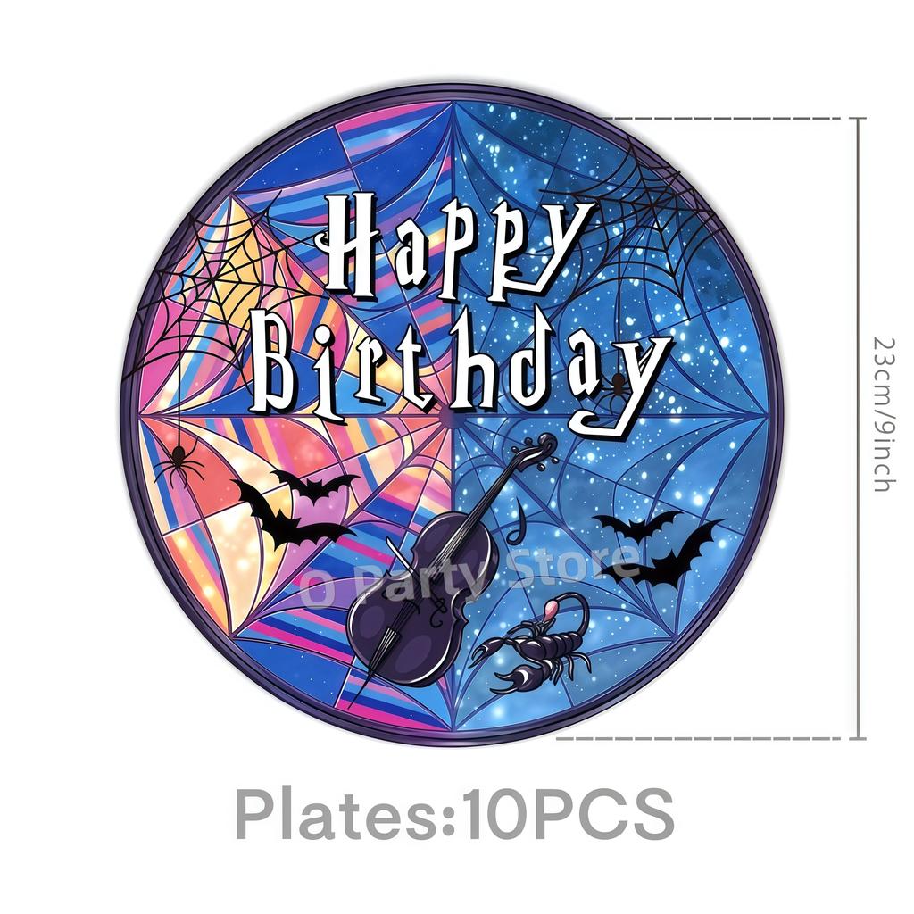 Birthday Party Decorations Supplies Kit Balloons Cups Plates Backdrop Banner Addams Theme Birthday Cake Decor Kids Favor Gifts