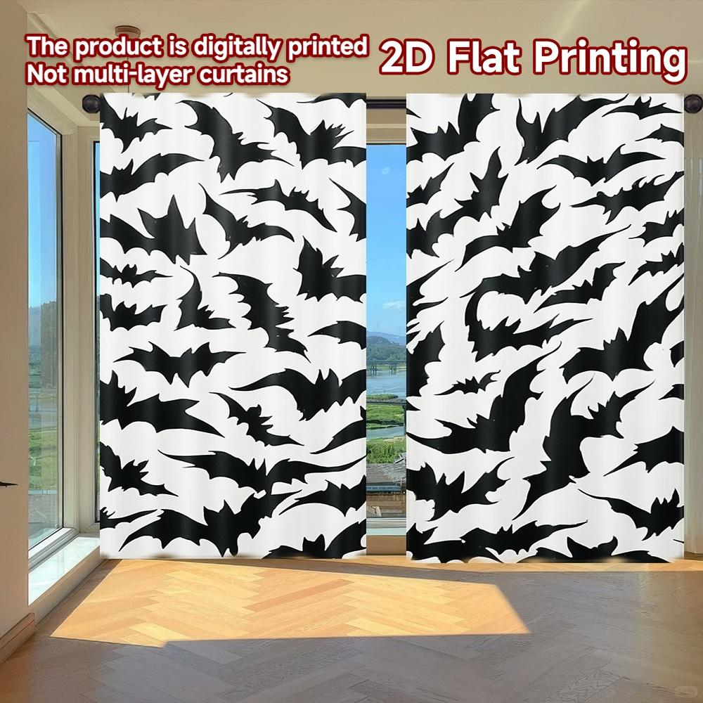 

Set Of 2 Flat Printing Curtains Without Rod Halloween Bats Decoration Saint Patrick Is Day Holiday Digital Curtain Polyester W100*H70(CM)-Rod Pocket&2PCS