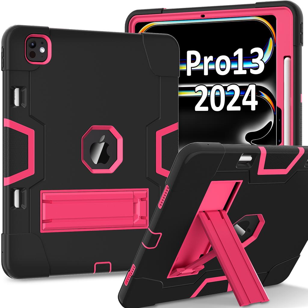 For iPad Pro 13 (2025)/13 (2024) Case Robot Style Silicone + PC Tablet Cover with Kickstand