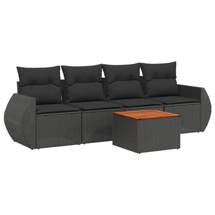 VidaXL Garden Lounge Set with Cushions 5 Pcs, Patio Sofas, Patio Furniture Set, Outdoor Furniture, Black 3224879