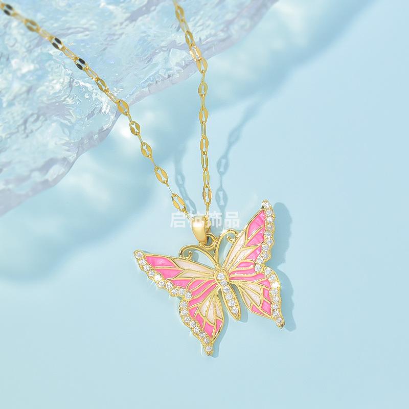 

Butterfly Necklace Women S Design Trend Painted Pendant Collarbone Chain