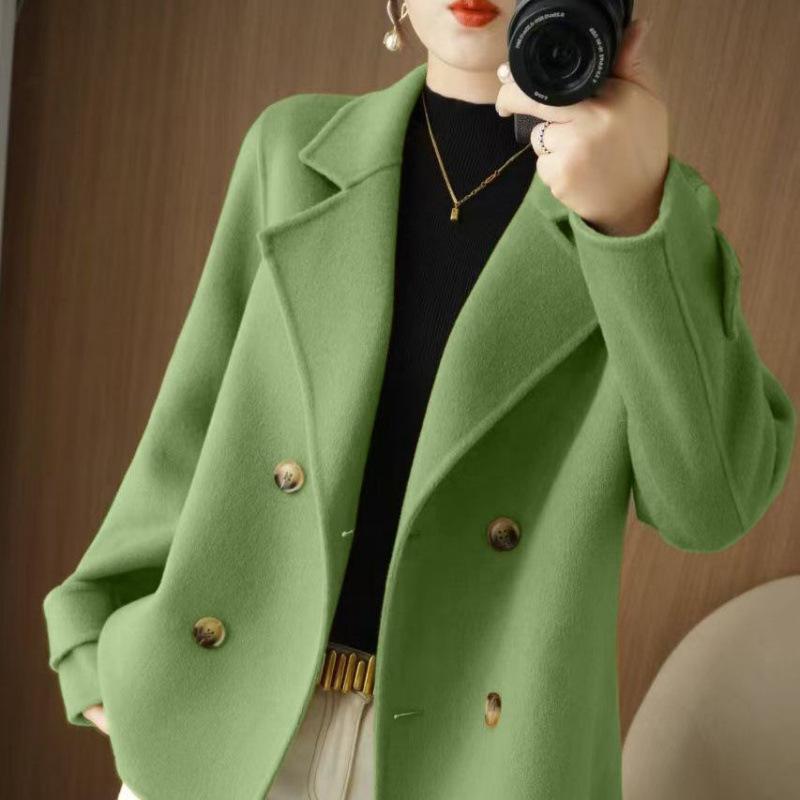 Woolen Coat Womens Short Autumn and Winter Small Comfortable Fit Outer Suit Collar Woolen Coat
