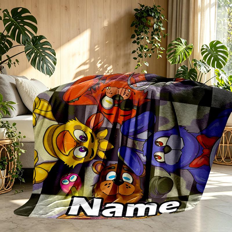 Özel İsim Kişiselleştirilmiş Five Nights at Freddy's Baskılı Battaniye, Ev Dekorasyonu, Yatak Odası, Kanepe, Kamp, Koltuk, Doğum Günü Noel Meraklıları İçin Hediyeler
