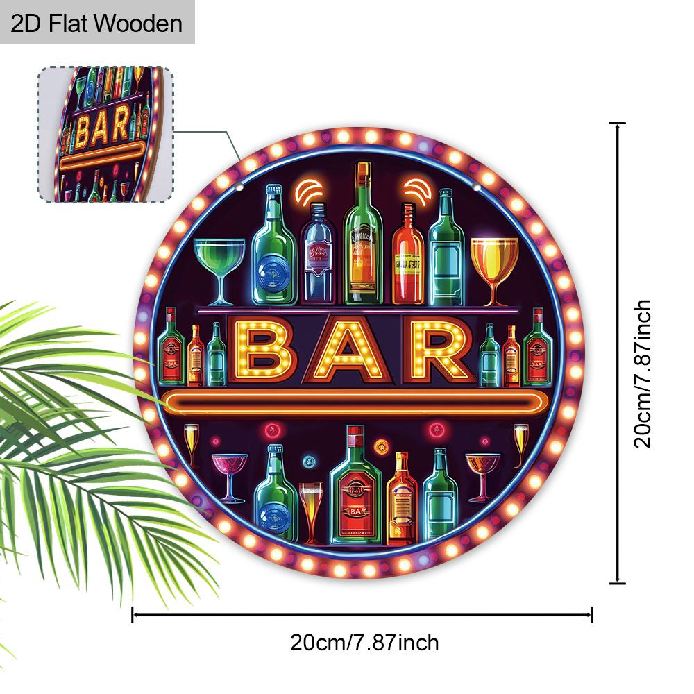 Hölzernes Vintage Neon Bar Schild Klassisches Vintage Neon Bar Schild, Hergestelltes Holz, Wandbehang, Mehrzweck-Dekor für Innen/Außen, für Tür, Wand, Zuhause