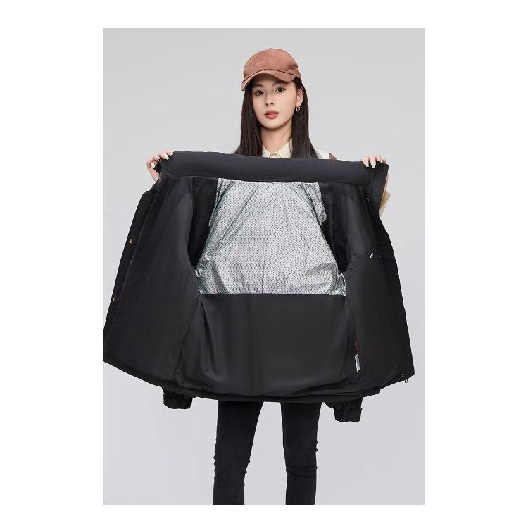 Thickened Down Cotton Jacket with Detachable Hood for Winter Petite