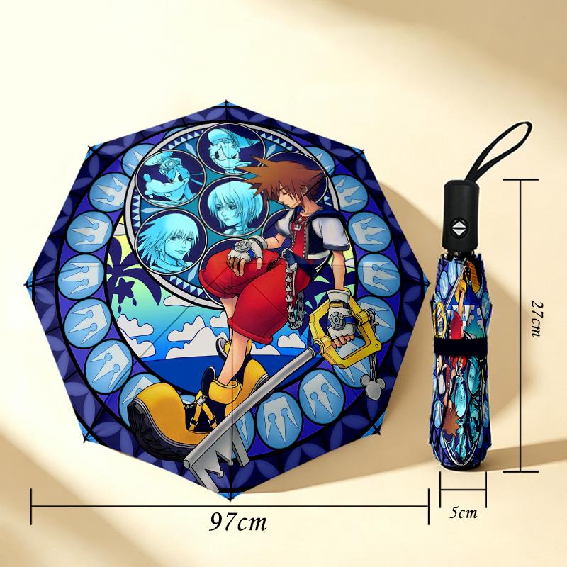 Keyblade Adventure 8 Ribs 3Fold Black Glue Uv Protection Umbrella Sun Protection Rainproof Compact Folding Umbrella For Travel Daily Use C923164
