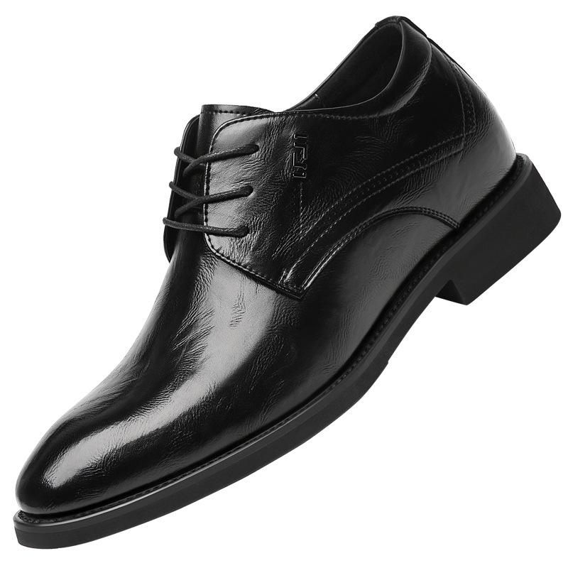Inner heightening leather shoes men's 8cm business dress derby shoes leather breathable pointed men's commuting to work men's shoes