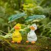 Cartoon Umbrella Holding Duck Statue Handmade Garden Animal Statue  Balcony Patio