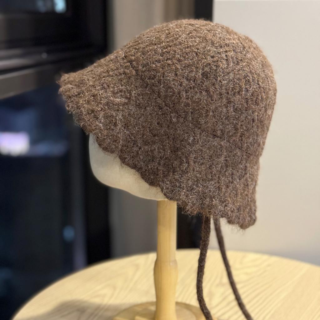 New Style Slit Wavy Edge Versatile Face Showing Small Bucket Hat Travel Lambswool Fisherman Hat