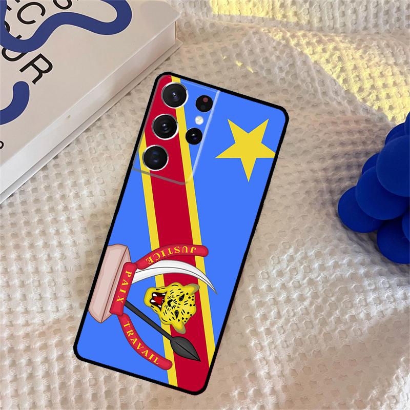 Congo Democratic Republic Flag Phone Case For Samsung Galaxy S25 Ultra S9 S10 S20 S22 S21 FE S23 S24 Plus Portector Cover