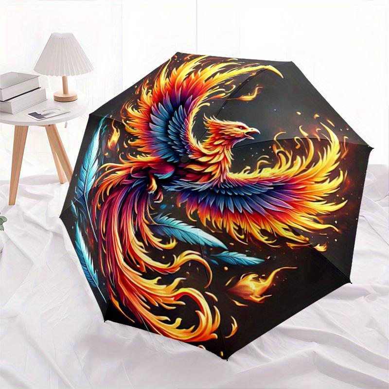 

1pc Flaming Phoenix Mythical Bird in Flames Automatic Opening and Closing Folding - A Good Choice for Gifts, Fashionable and Convenient Umbrella