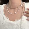 Super Fairy Atmosphere Multi-layer Flower Pearl Fringed Necklace Women's Fashion Exquisite Neck Chain Choker Premium Collarbone Chain