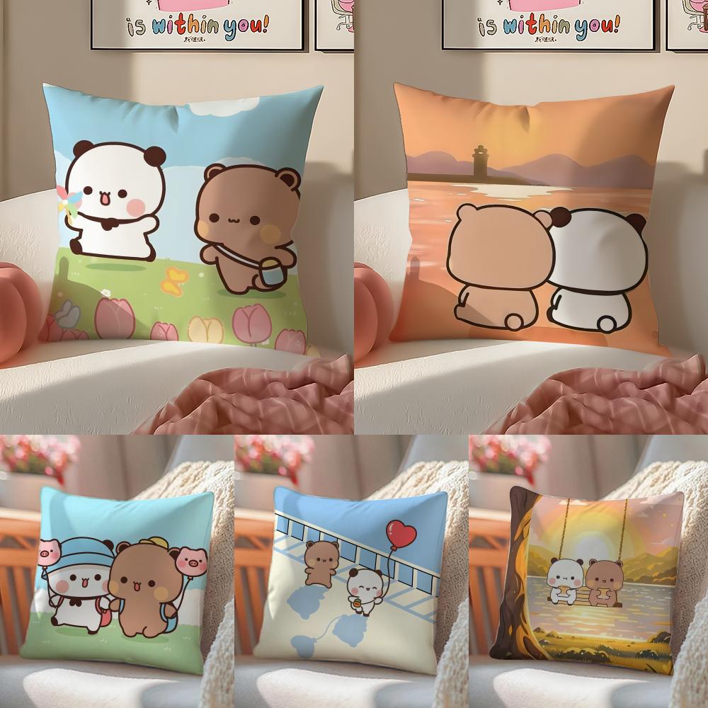 Popular Cartoon Bubu  Dudu Cute 4 Cushion Cover Silky elegant Comfort Sofa Bed Invisible zipper Beach pillowcase
