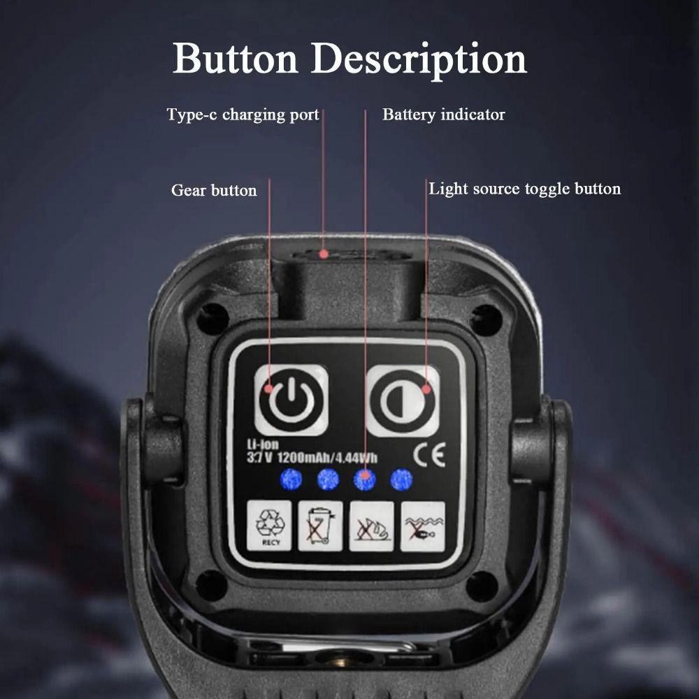 Super Bright Camping Led Work Light Compact 1200mAh Magnetic Work Light USB Rechargeable Waterproof Mini Camping Light Hiking