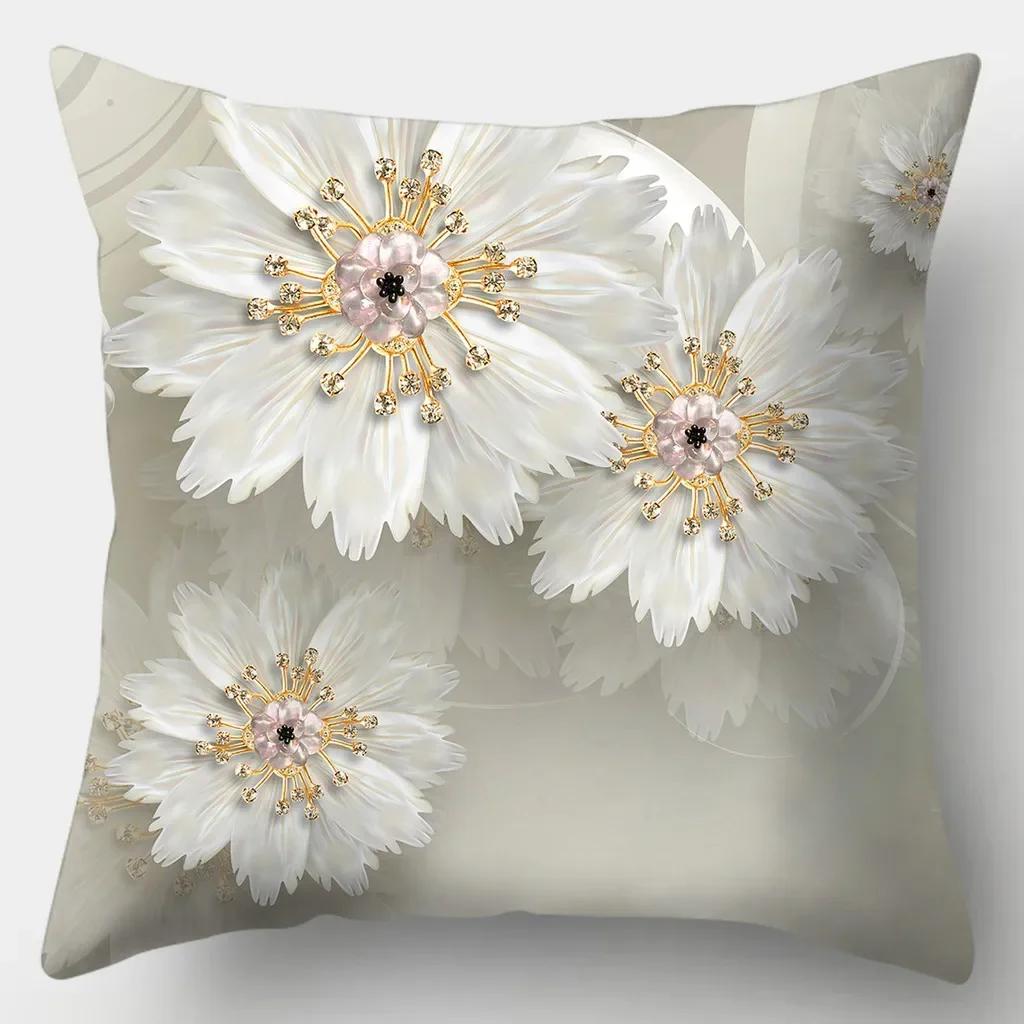 Reichhaltige Blumen Kissenbezug Quadratische Sofakissenhülle Retro Kissenbezug