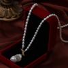 100cm Fishtail Baroque Pendant & Natural Freshwater Drop Shape Pearl Beaded Necklace Sweater Chain for Women Jewelry