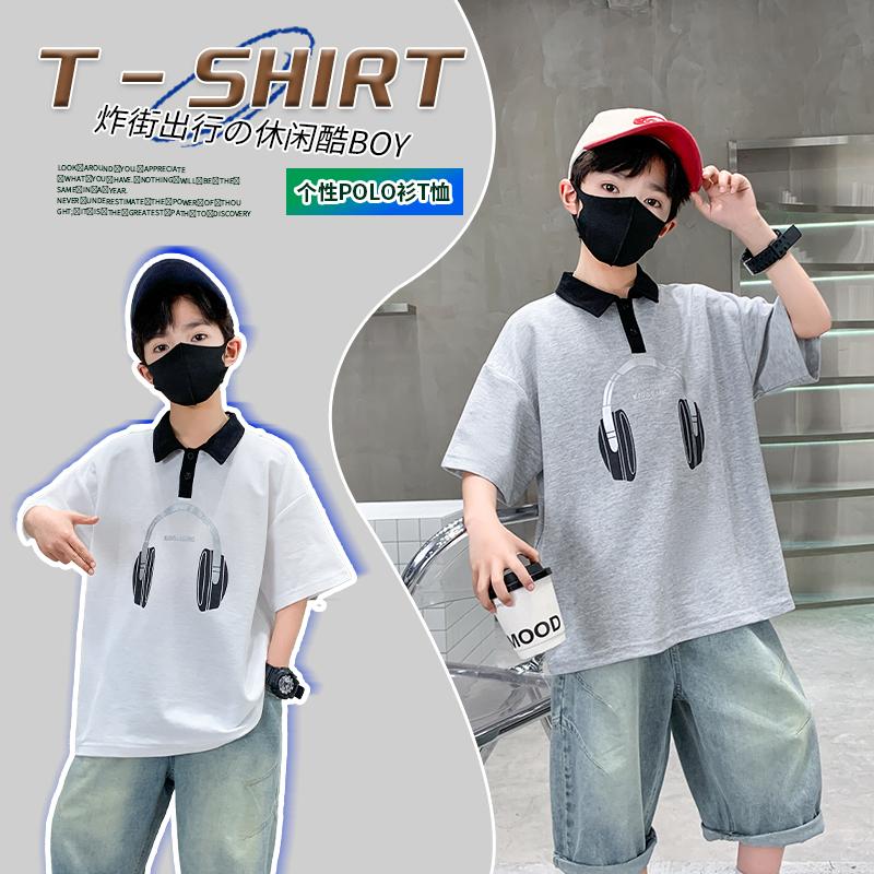 Boys' short sleeved summer clothes 2026 new item, CUHK boys' summer letter printed T-shirt, thin base shirt