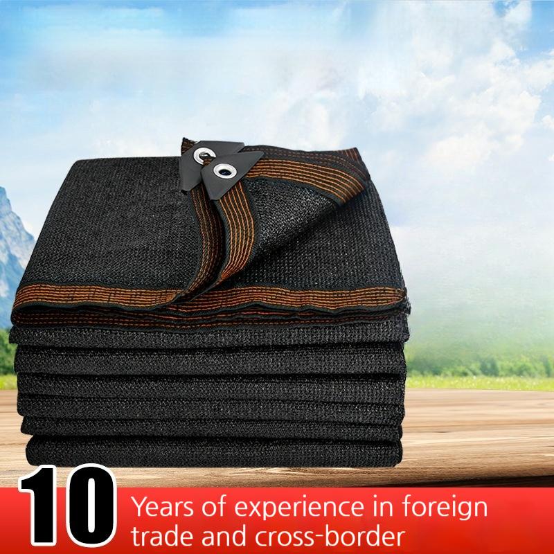 Shade Cloth Black 70-80% Sun Block HDPE Anti-UV Encrypted Net with Buckle Edge Binding for Balcony Courtyard Camping Screen