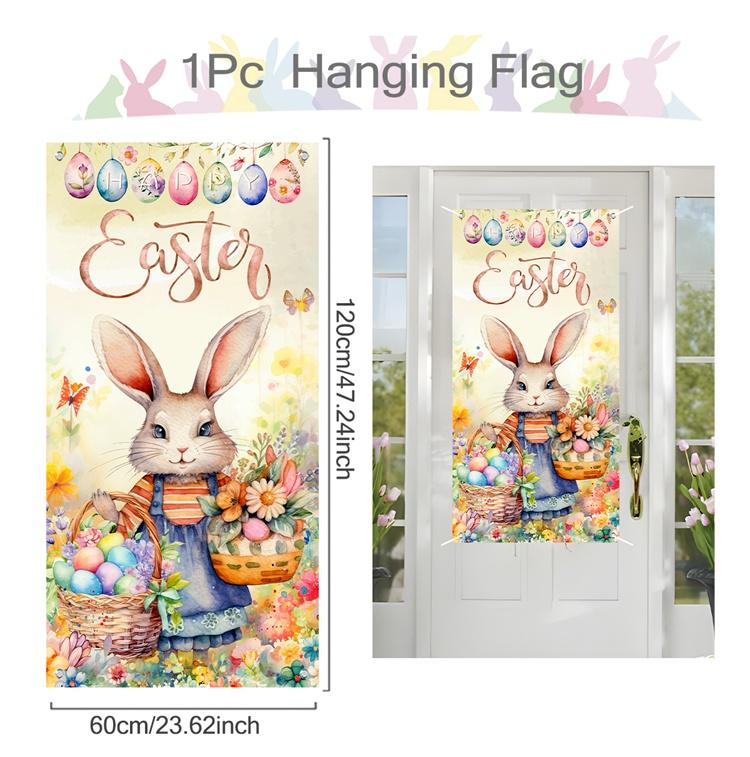 

Счастливой Пасхи Декор Подвесной флаг Пасхальное украшение 2024 для дома Кролик Яйцо Морковь Крыльцо Дверь 2024 Весенняя вечеринка Кролик Подарок