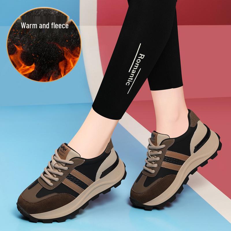 Golden Rabbit Women's Genuine Leather Height-Boosting Casual Sneakers 2024 - Breathable, Versatile Soft Sole Sports Shoes.