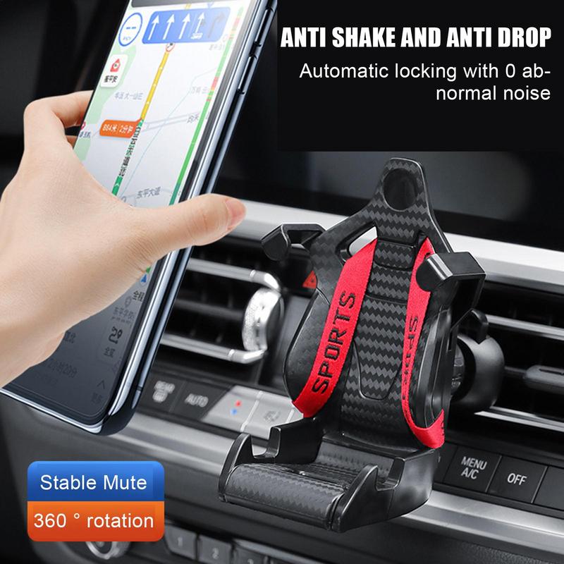Car Phone Holder Racing Seat Shape Auto Air Vent Mobile Phone Clip 360 Degree Rotatable Car Cellphone Rack For Car Interior