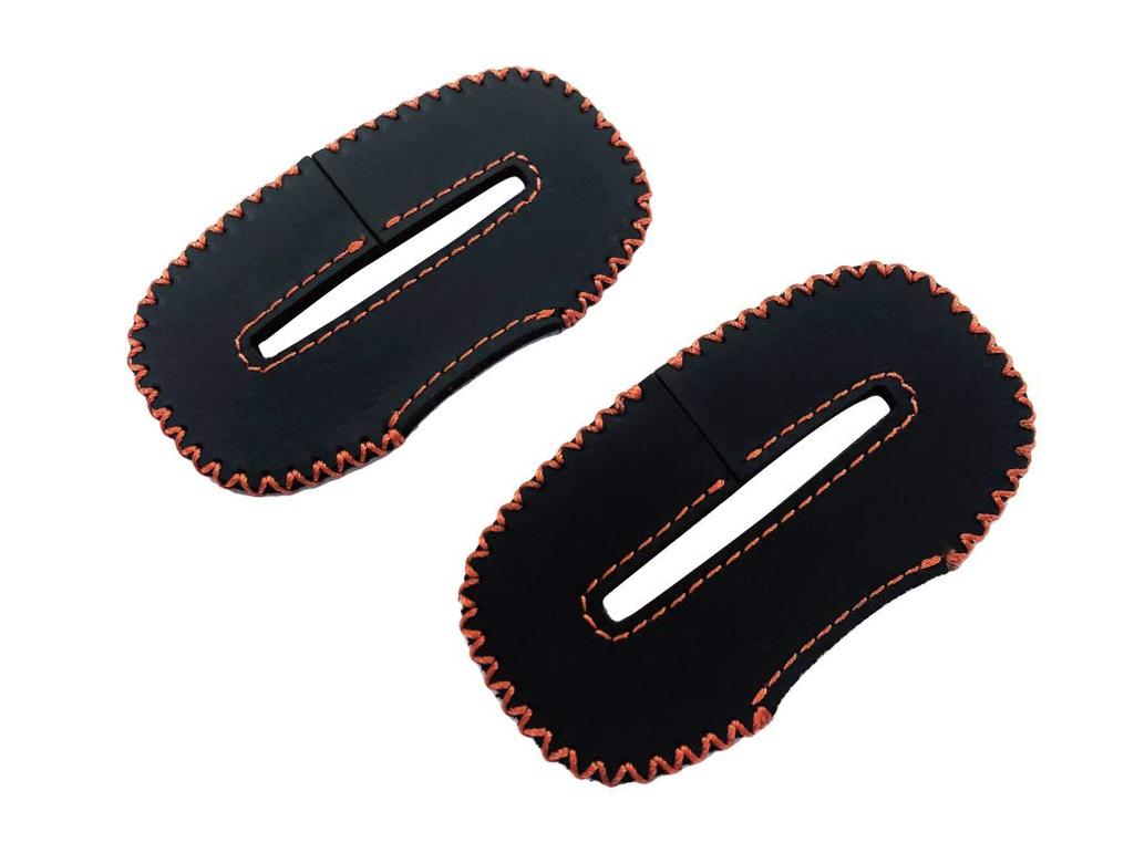 Genuine Leather Seat Belt Cover for Nissan New Fairlady Z RZ34 (Orange Stitching) Scratch