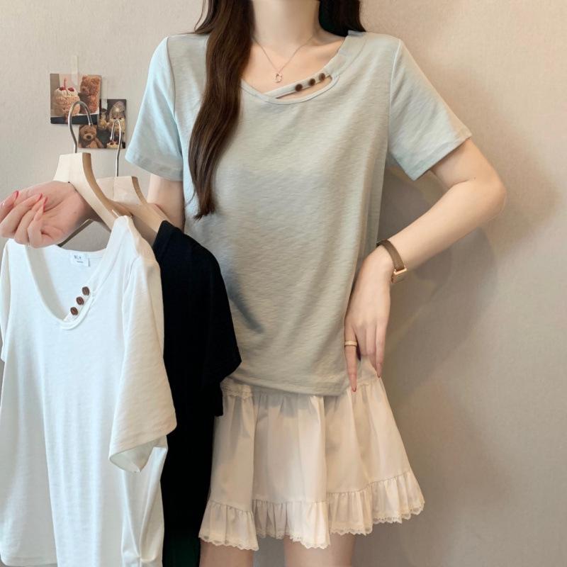 

Women s Plus Size 2026 Summer One-Shoulder Beaded U-Neck Pleated Top L Plus білий