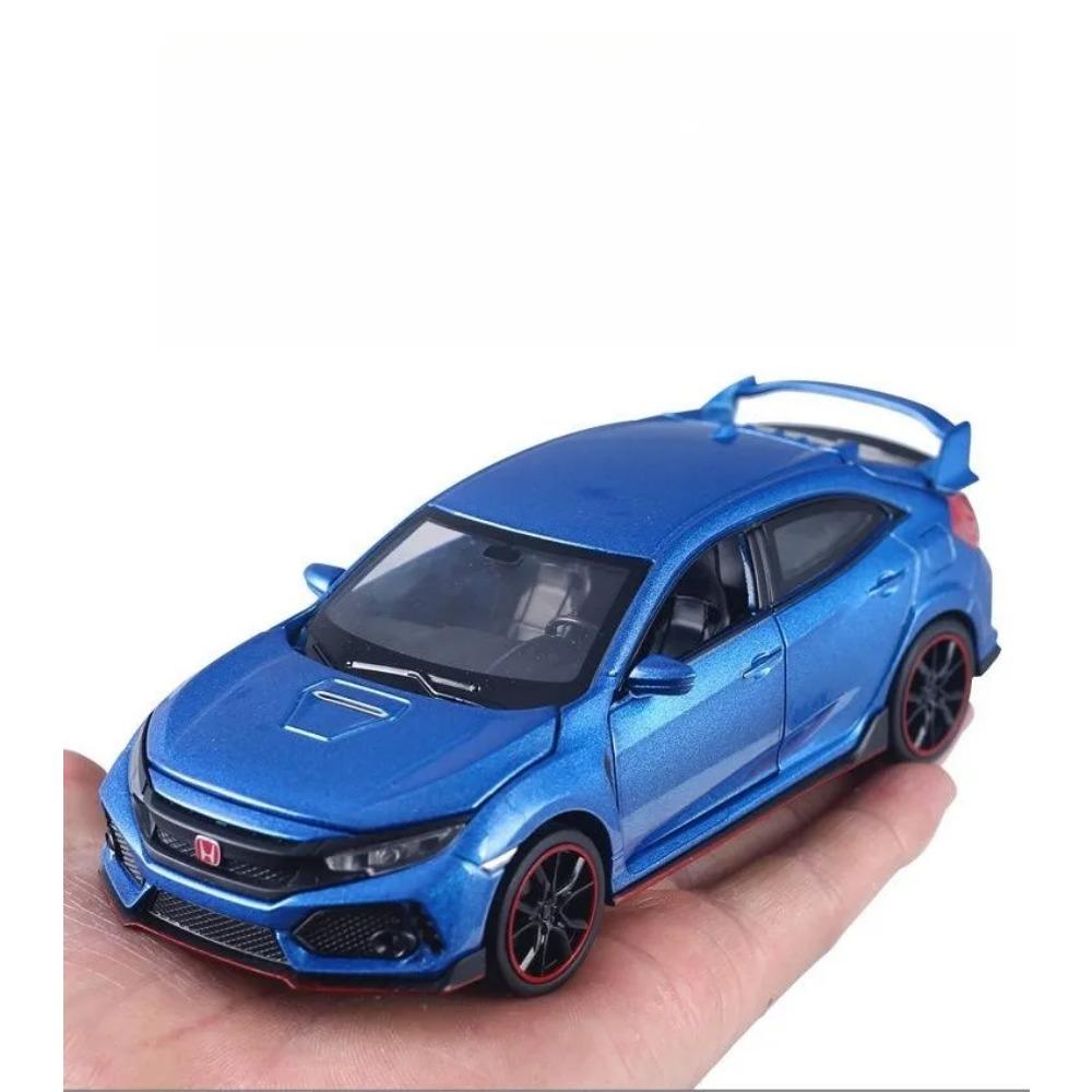 Maßstab 1/32 Honda Civic Type R Spielzeugauto für Kinder Diecast Miniaturmodell Rückzugsantrieb Türen zu öffnen Sound Licht Sammlung Geschenk Jungen