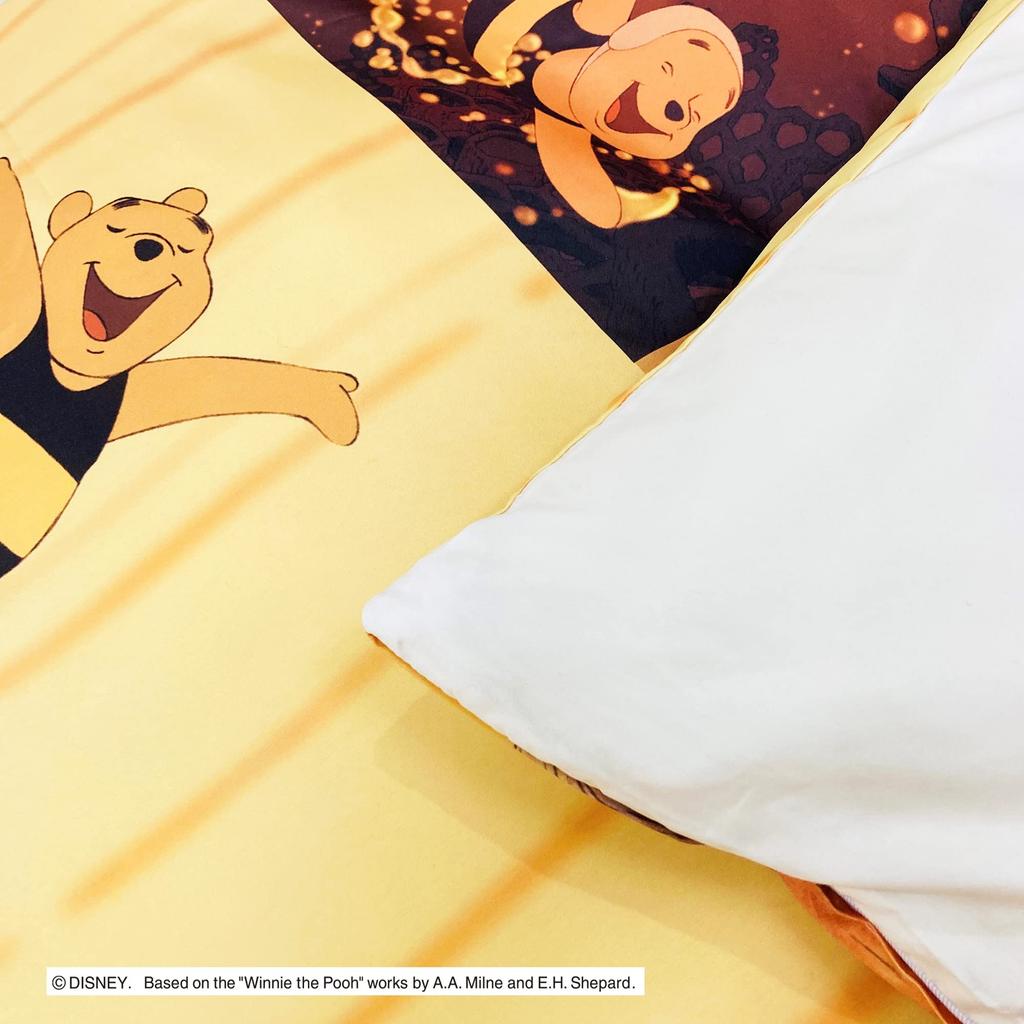 MORIPiLO Disney Duvet Cover Set the Pooh Honey Honey Duvet Cover and Soft Peach Skin Single Size 150x210cm Yellow Cute Bedding Set Disney Character