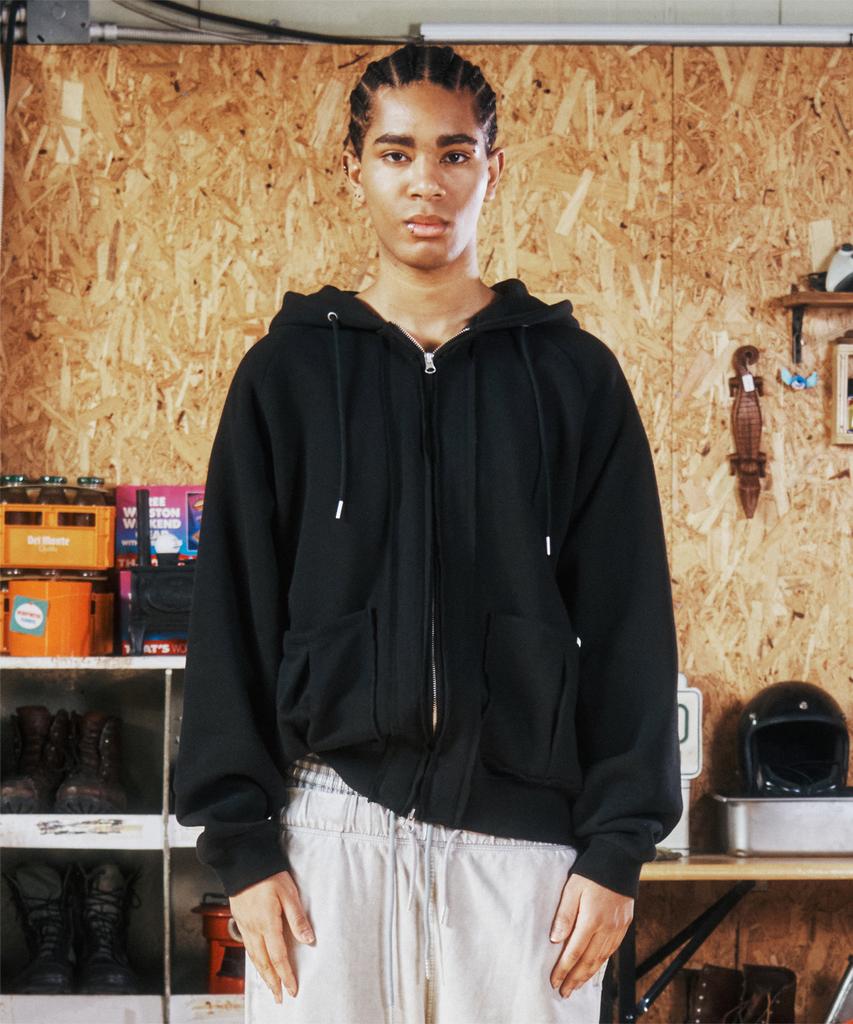 Thevinylhouse Stitch Hoodie Zip-Up Black
