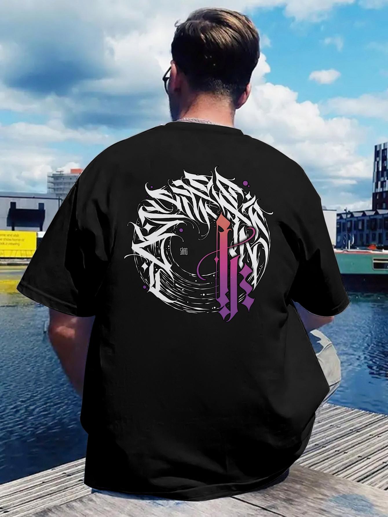 A T-shirt with a Back Print Featuring a Moebius Strip Element XL